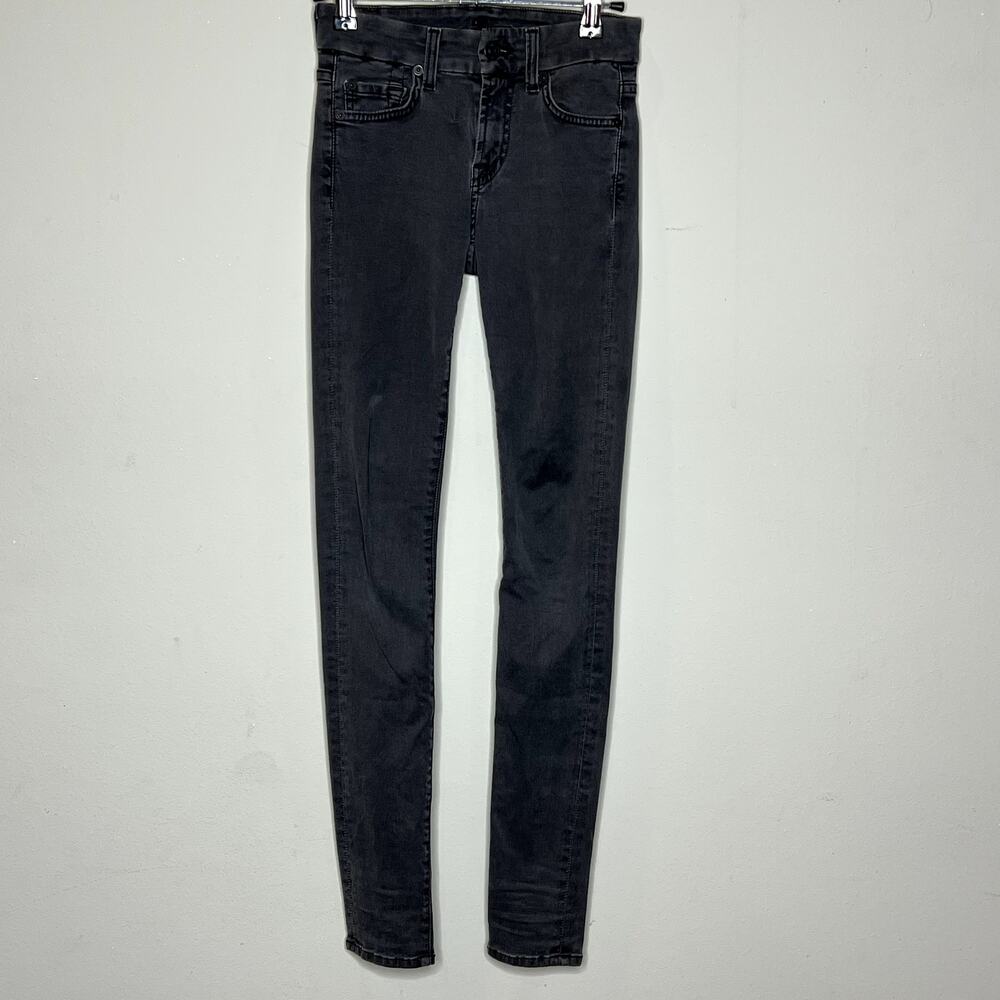 7 For All Mankind Dark Grey Gwenevere Zip Fly Skinny Jeans Women's Size 24
